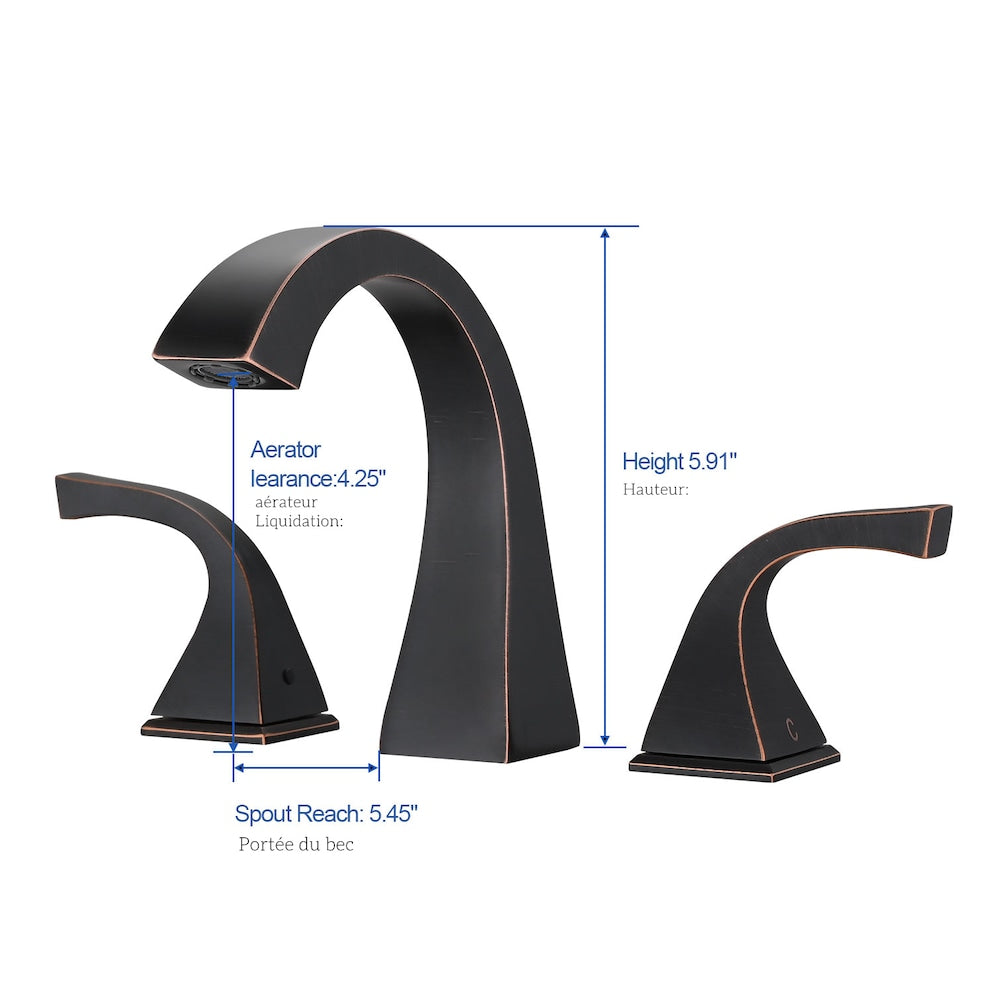8 inch Widespread Double Handle Bathroom Faucet with Pop up Drain Assembly in Oil Rubber Bronze