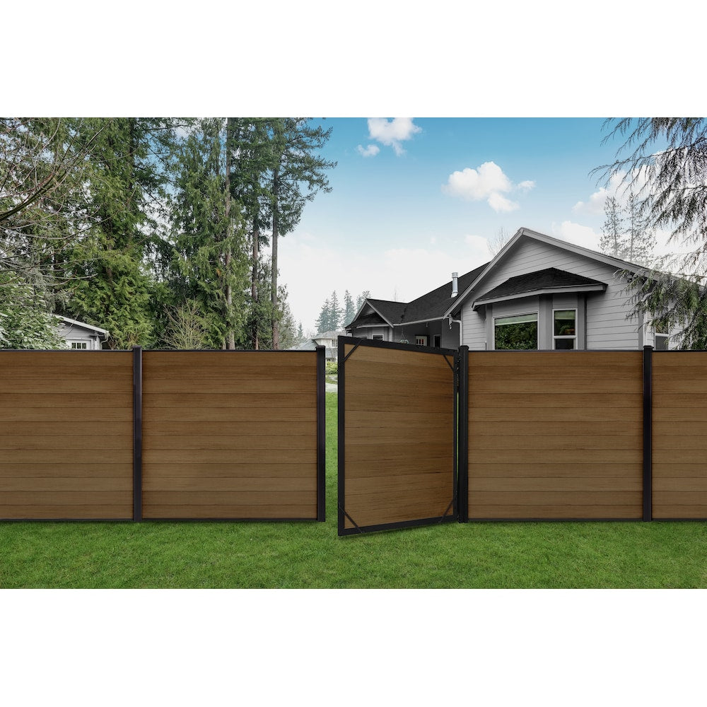 8' Composite Fence Series Aluminum In-Ground Fence Post Black