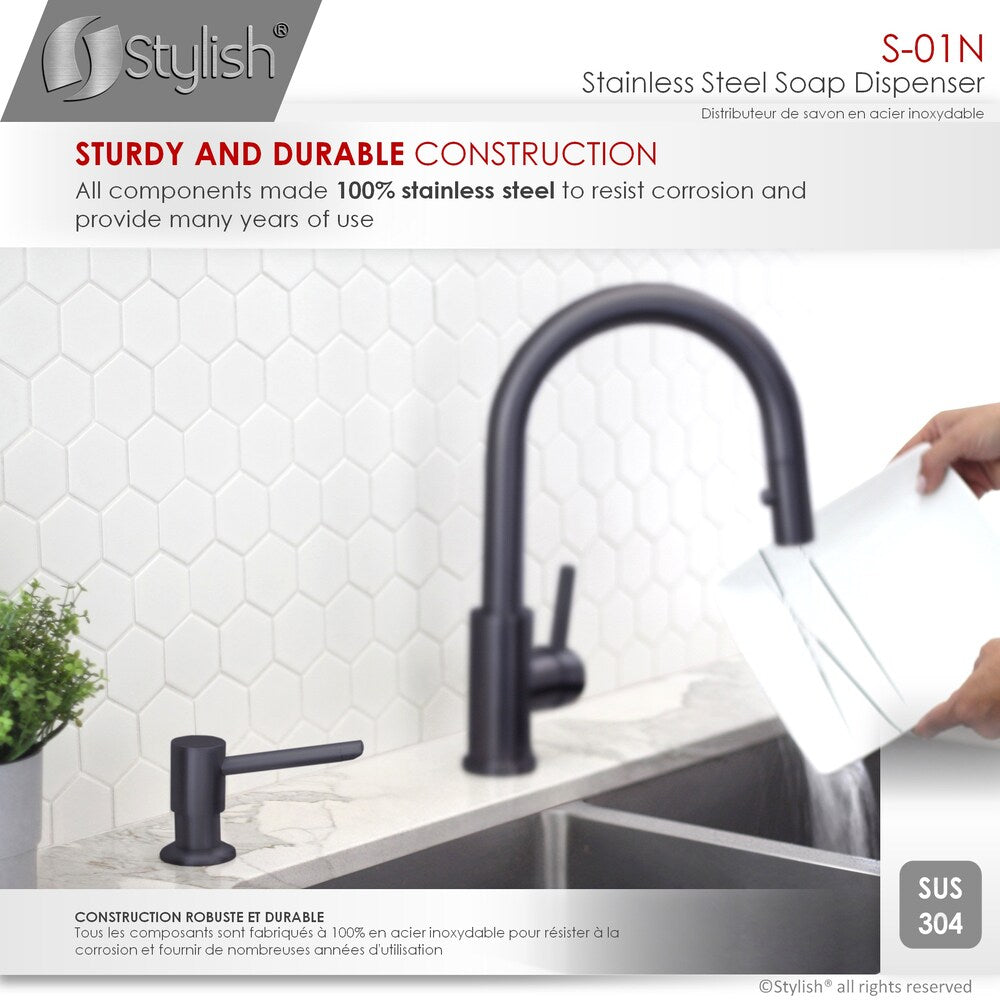 Modena Single Handle Pull Down Kitchen Faucet with Soap Dispenser in Matte Black Finish