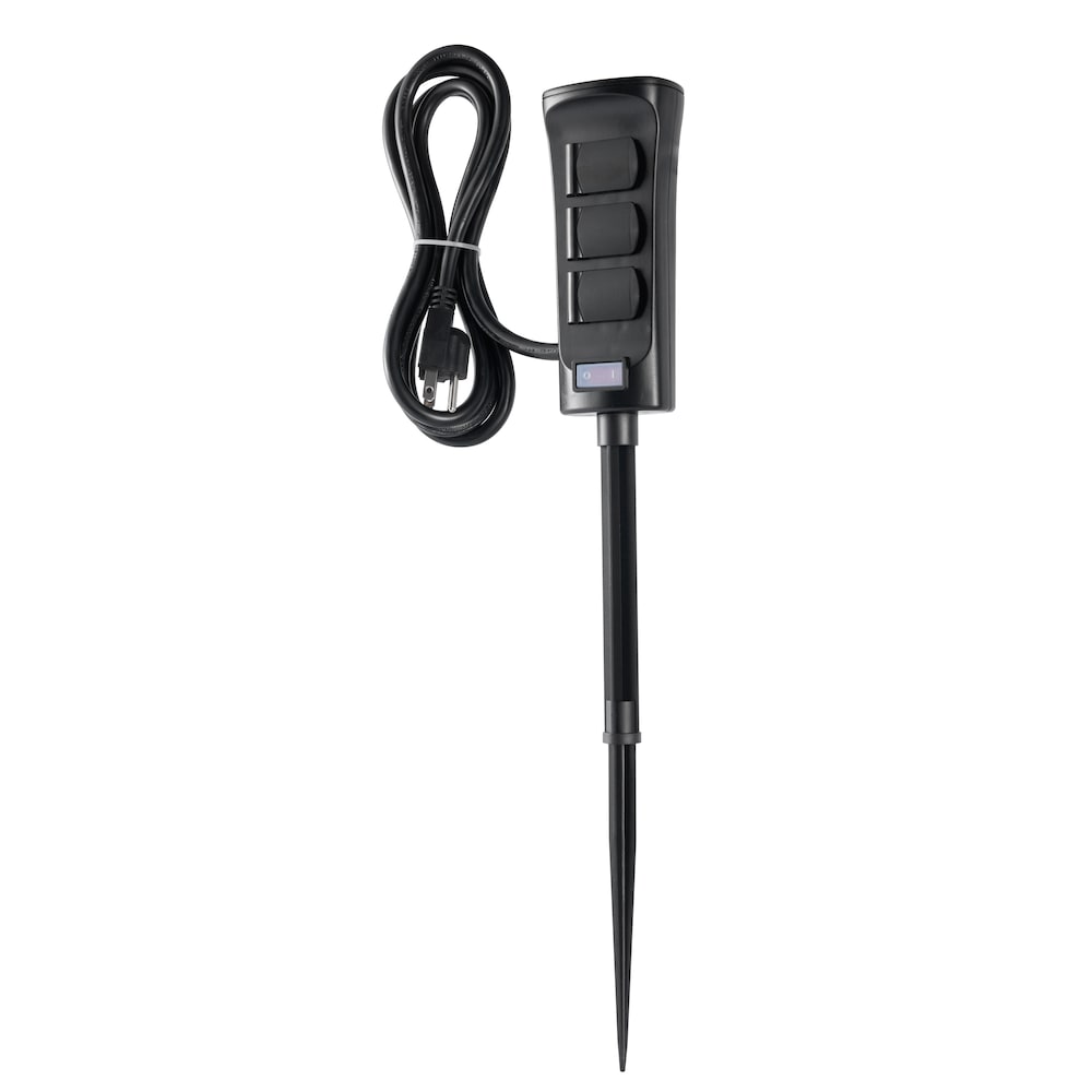 6 ft. 6-Outlet 14 Gauge Medium Duty 15 Amps Outdoor Power Stake, Black