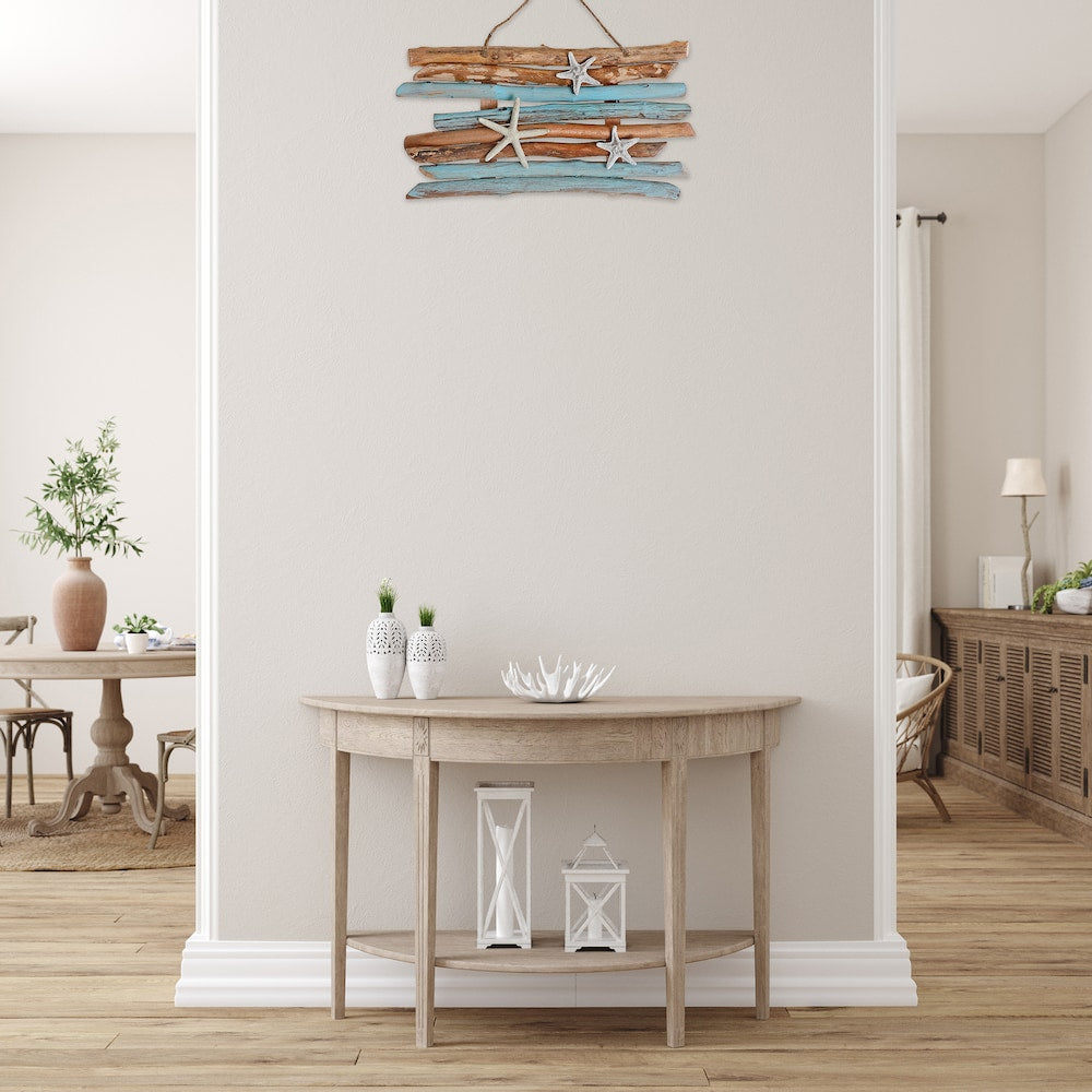 Patère murale étoiles de mer et branches de bois