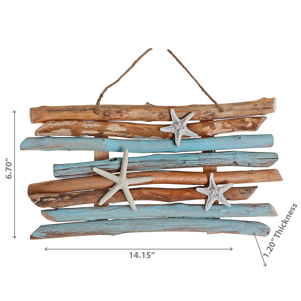 Patère murale étoiles de mer et branches de bois