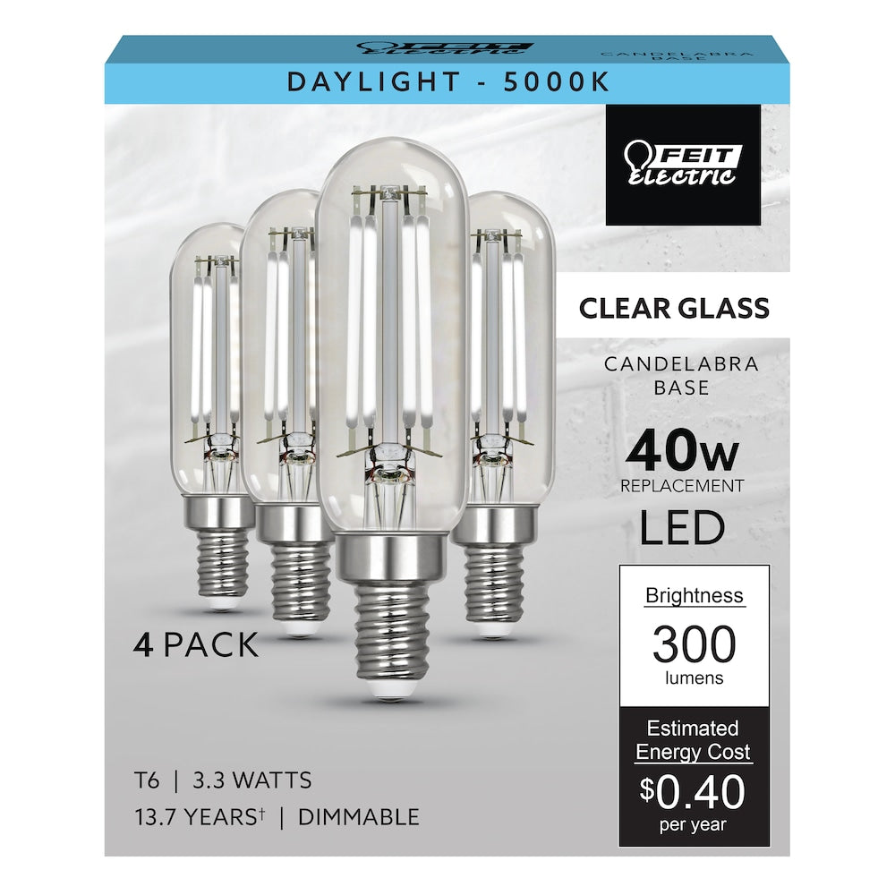 40-Watt Equivalent T6 Vintage Filament Dimmable LED Light Bulb Daylight (24-Pack)