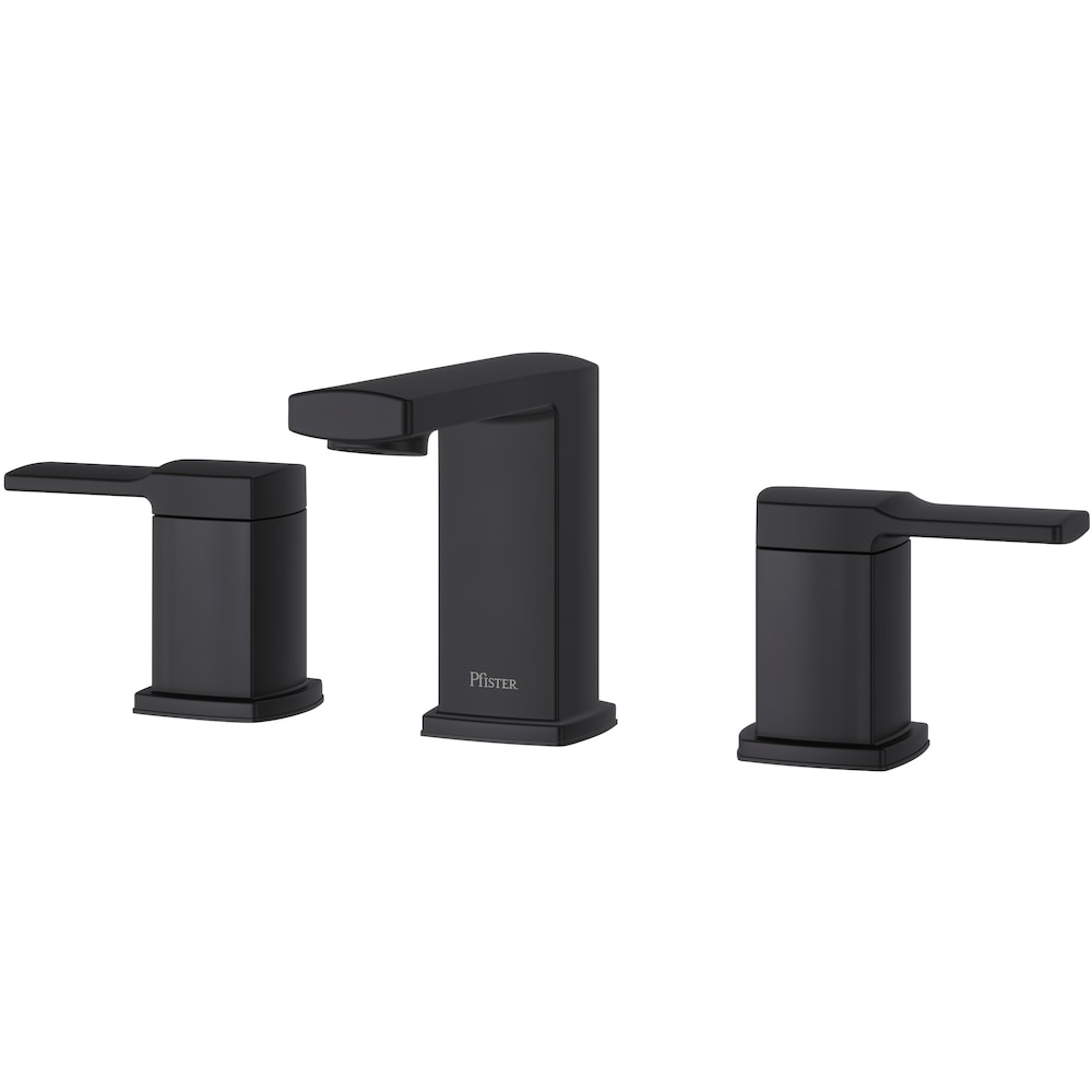 Robinet de lavabo de salle de bain Deckard à 2 poignées et à large bec de 8 po, noir mat