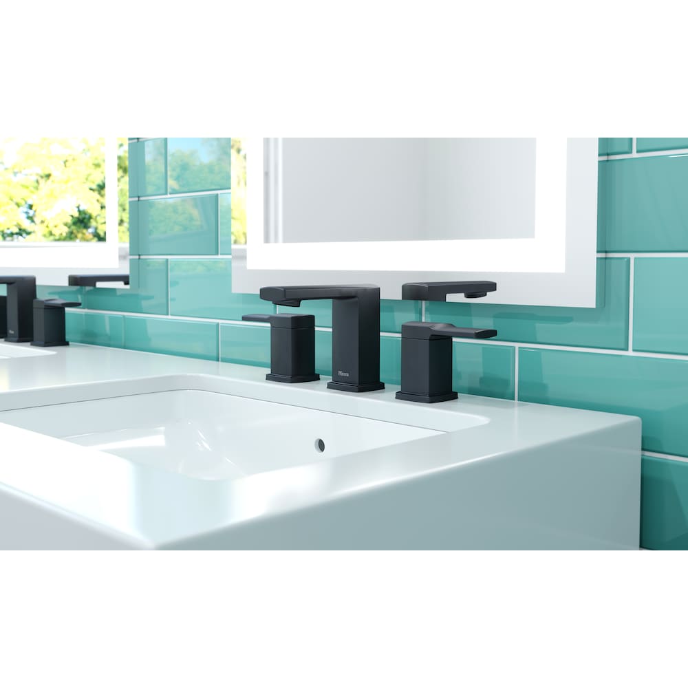 Robinet de lavabo de salle de bain Deckard à 2 poignées et à large bec de 8 po, noir mat