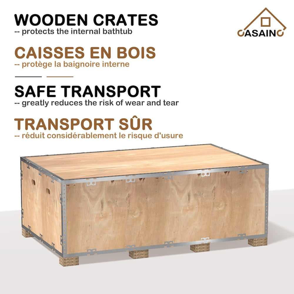 Baignoire ovale autoportante en surface solide de 59 pouces avec drain central en blanc mat