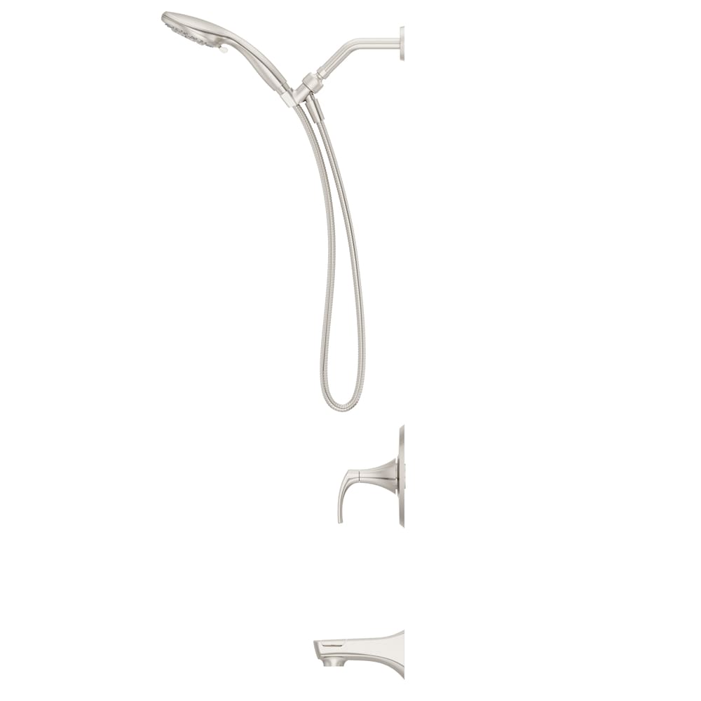 Karci Tub and Shower with Handshower in Spot Defense Brushed Nickel