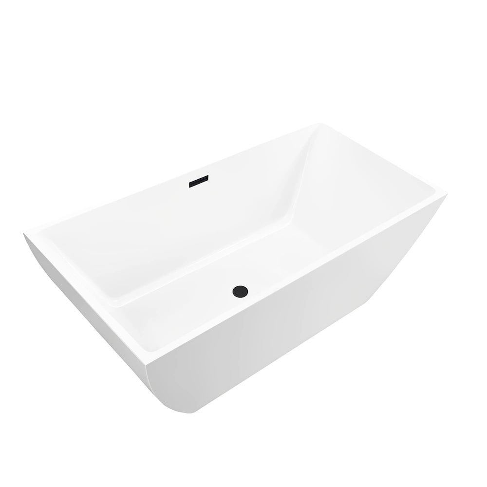 Montpellier 5.6-ft. Acrylic Freestanding Oval Soaker Bathtub with Centre Drain in White/Matte Black