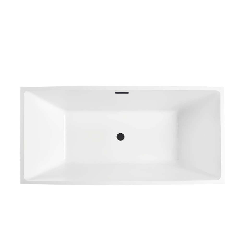 Baignoire autoportante ovale en acrylique Montpellier de 5,6 pi avec drain central en blanc/noir mat