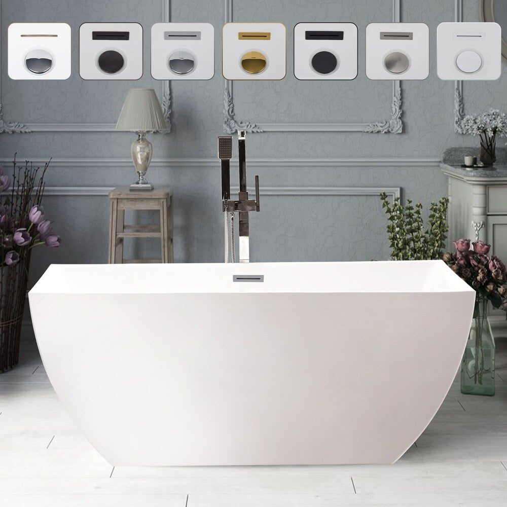 Montpellier 5.6-ft. Acrylic Freestanding Oval Soaker Bathtub Centre Drain White/Polished Chrome