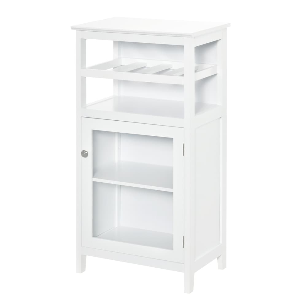 Armoire à vin avec casier à vin pour 4 bouteilles, étagères, porte en acrylique, blanc