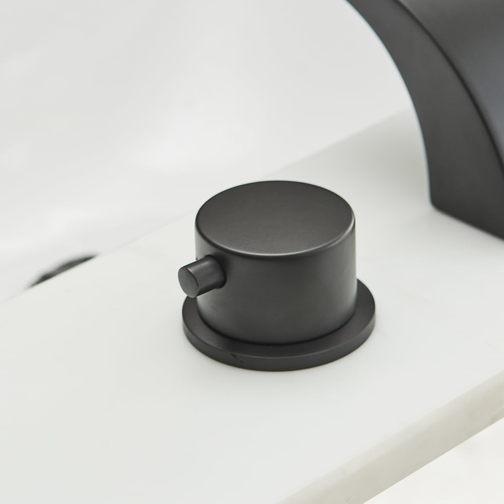 Robinet de salle de bain à 2 poignées de 8 pouces avec lumière LED et drain en noir mat