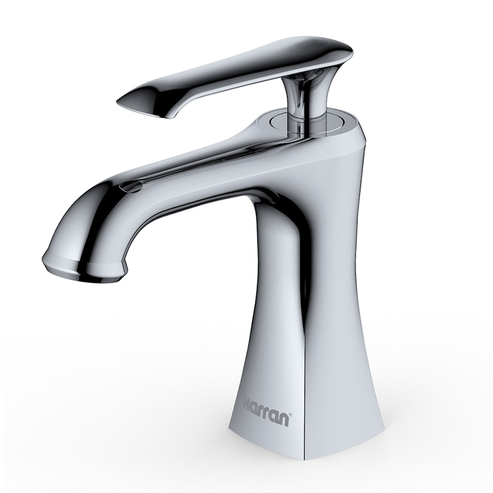 Robinet de salle de bain à poignée unique à trou unique Woodburn avec bonde escamotable assortie en chrome