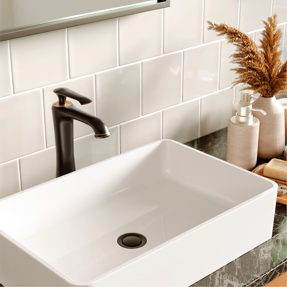 Woodburn Single Hole 1-Handle Vessel Bathroom Faucet with Matching Pop-Up Drain in Oil Robbed Bronze
