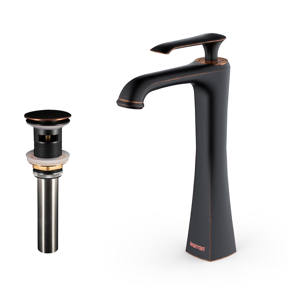Robinet de salle de bain à un trou Woodburn à 1 poignée avec bonde escamotable assortie en bronze huilé