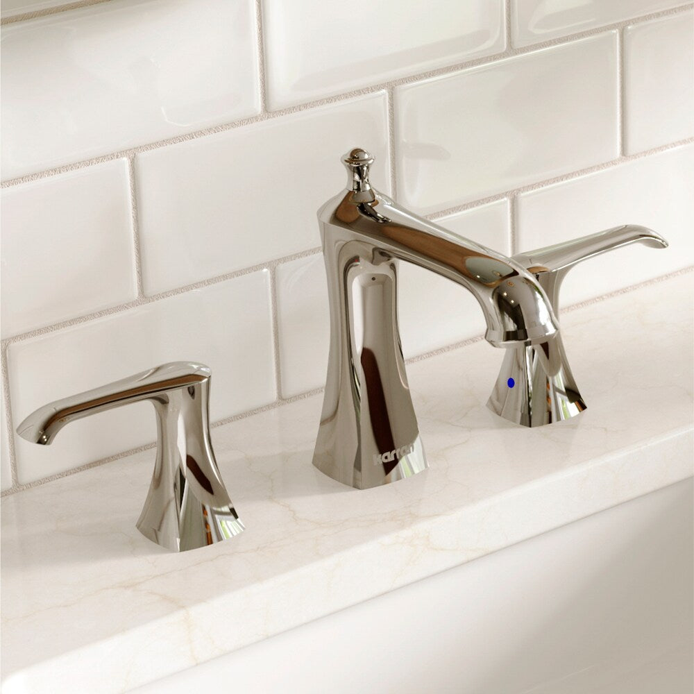 Robinet de salle de bain à 3 trous et 2 poignées Woodburn avec bonde escamotable assortie en chrome