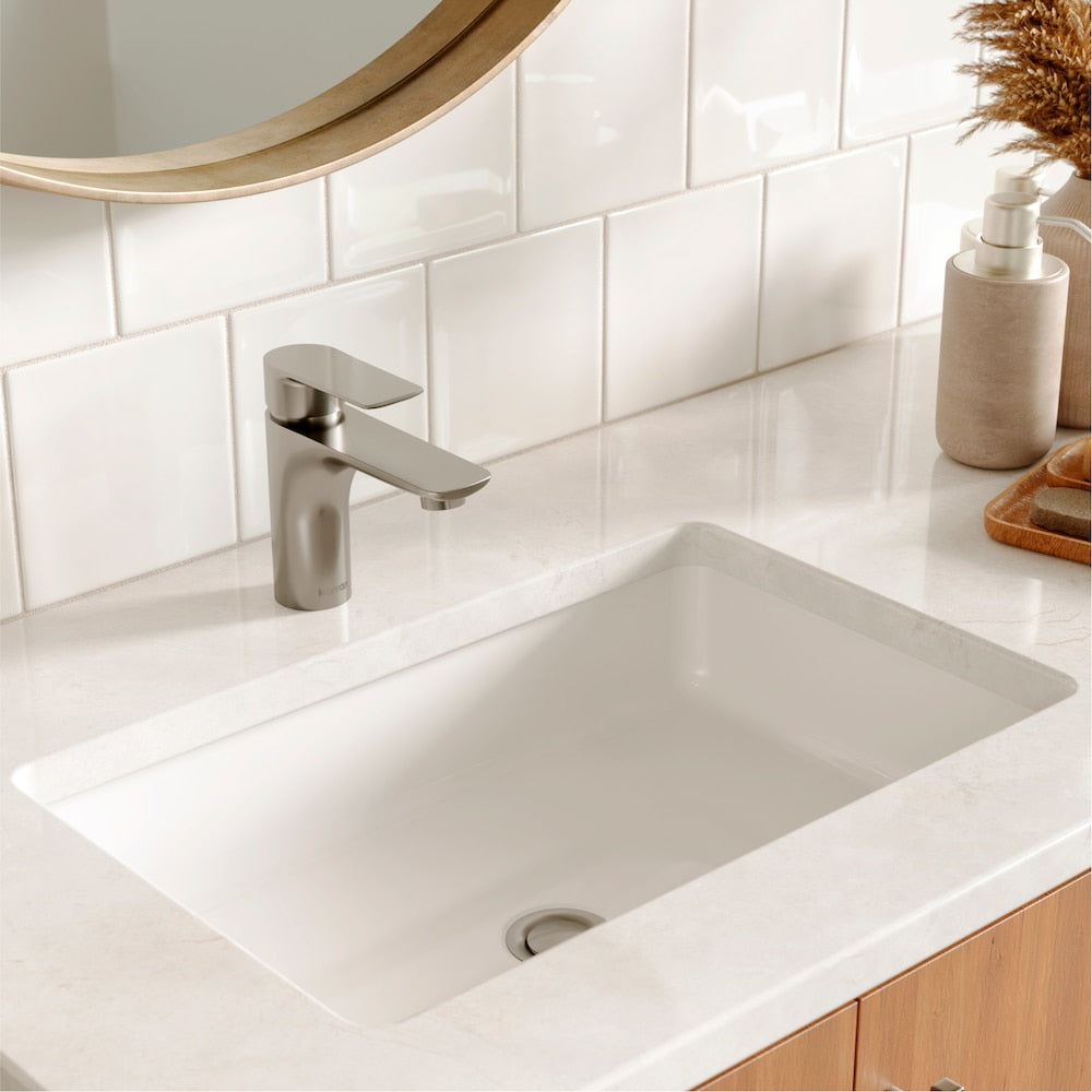 Kayes Single Hole Single Handle Basin Bathroom Faucet with Matching Pop-up Drain in Stainless Steel