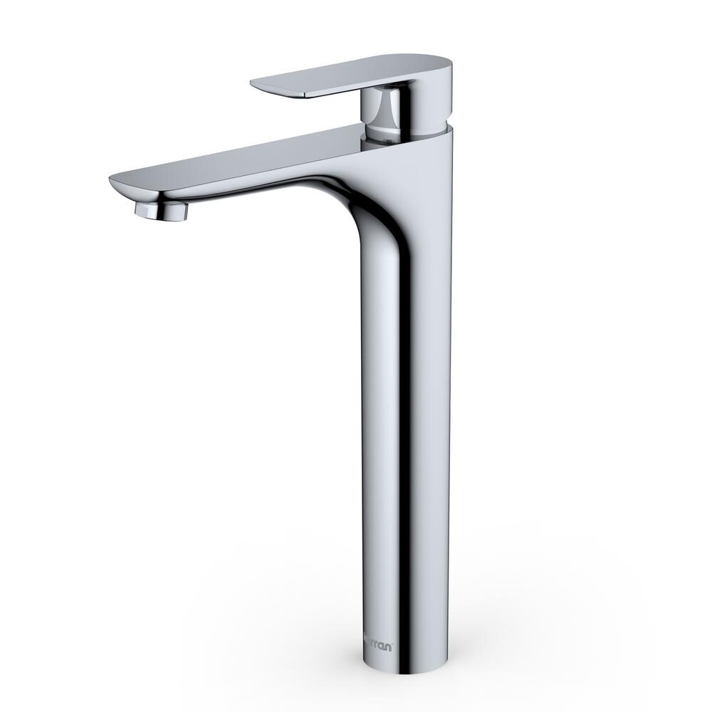 Robinet de salle de bain à poignée unique à trou unique Kayes avec bonde escamotable assortie en chrome