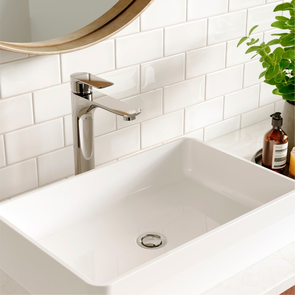 Robinet de salle de bain à poignée unique à trou unique Kayes avec bonde escamotable assortie en chrome