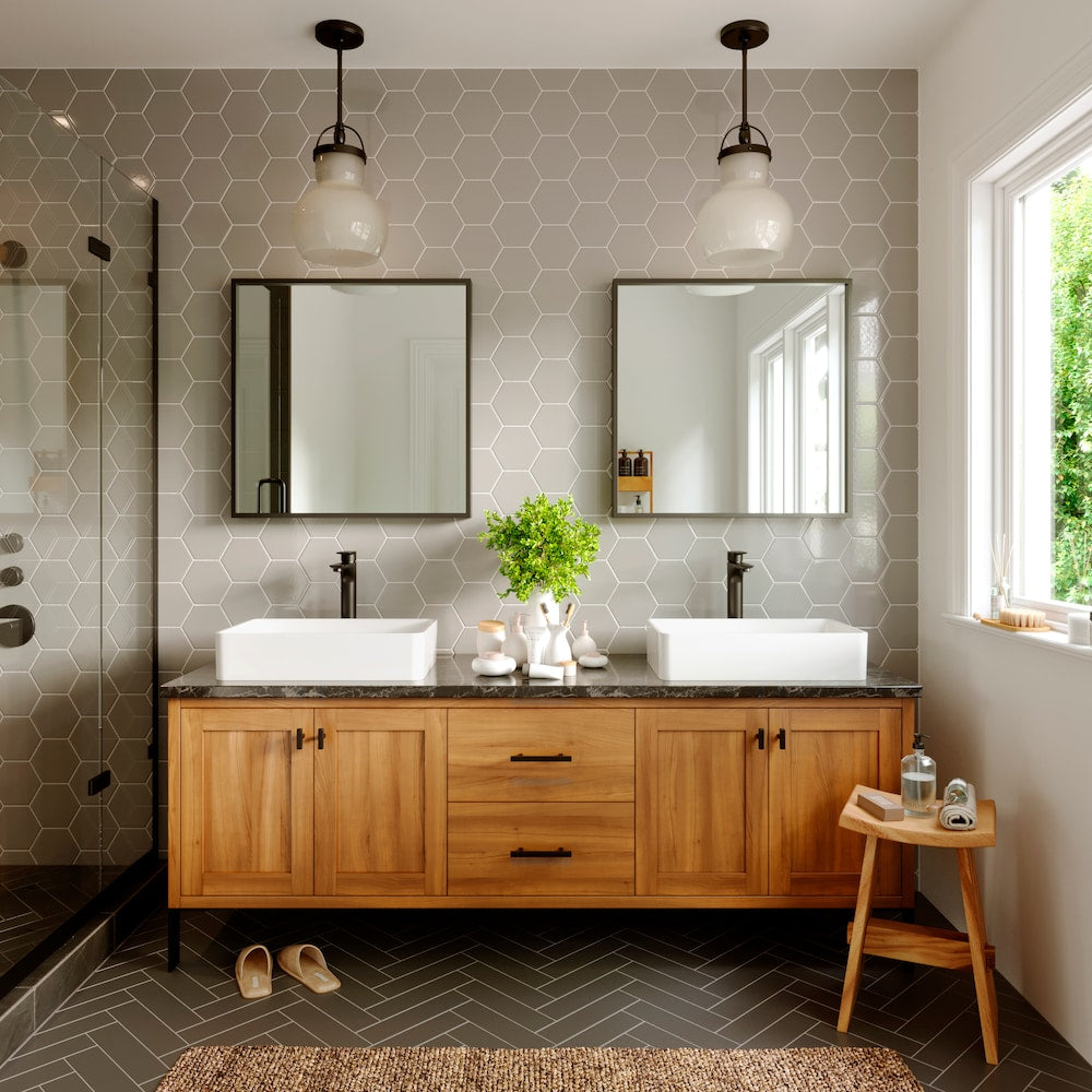 Robinet de salle de bain à poignée unique à trou unique Kayes avec bonde escamotable assortie en noir mat
