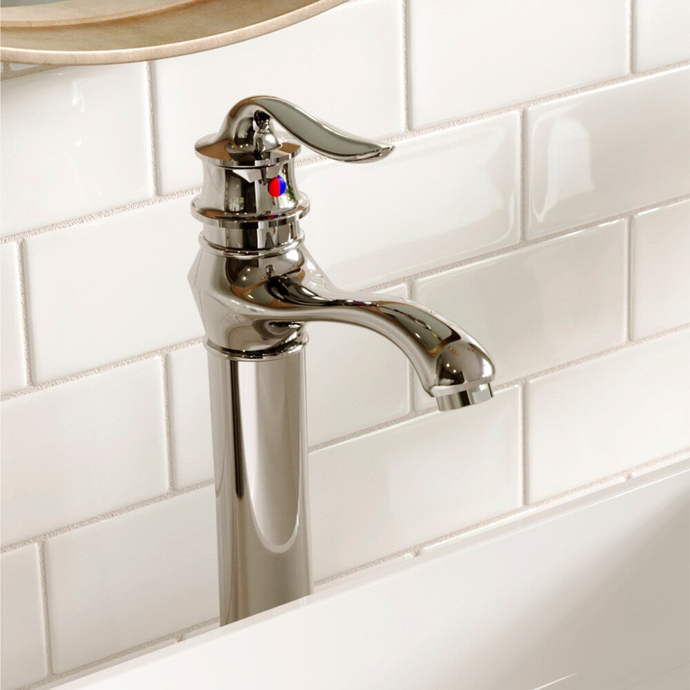 Robinet de salle de bain à poignée unique et trou unique Dartford avec bonde escamotable assortie en chrome