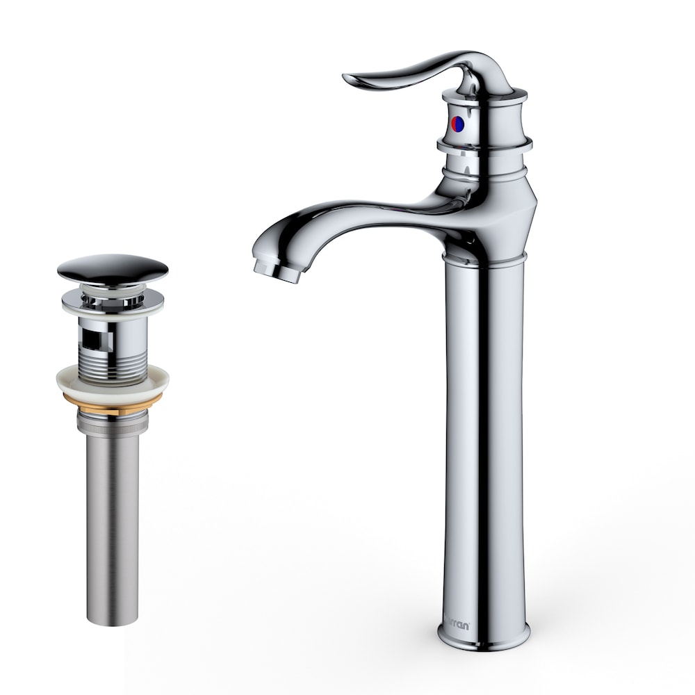 Robinet de salle de bain à poignée unique et trou unique Dartford avec bonde escamotable assortie en chrome