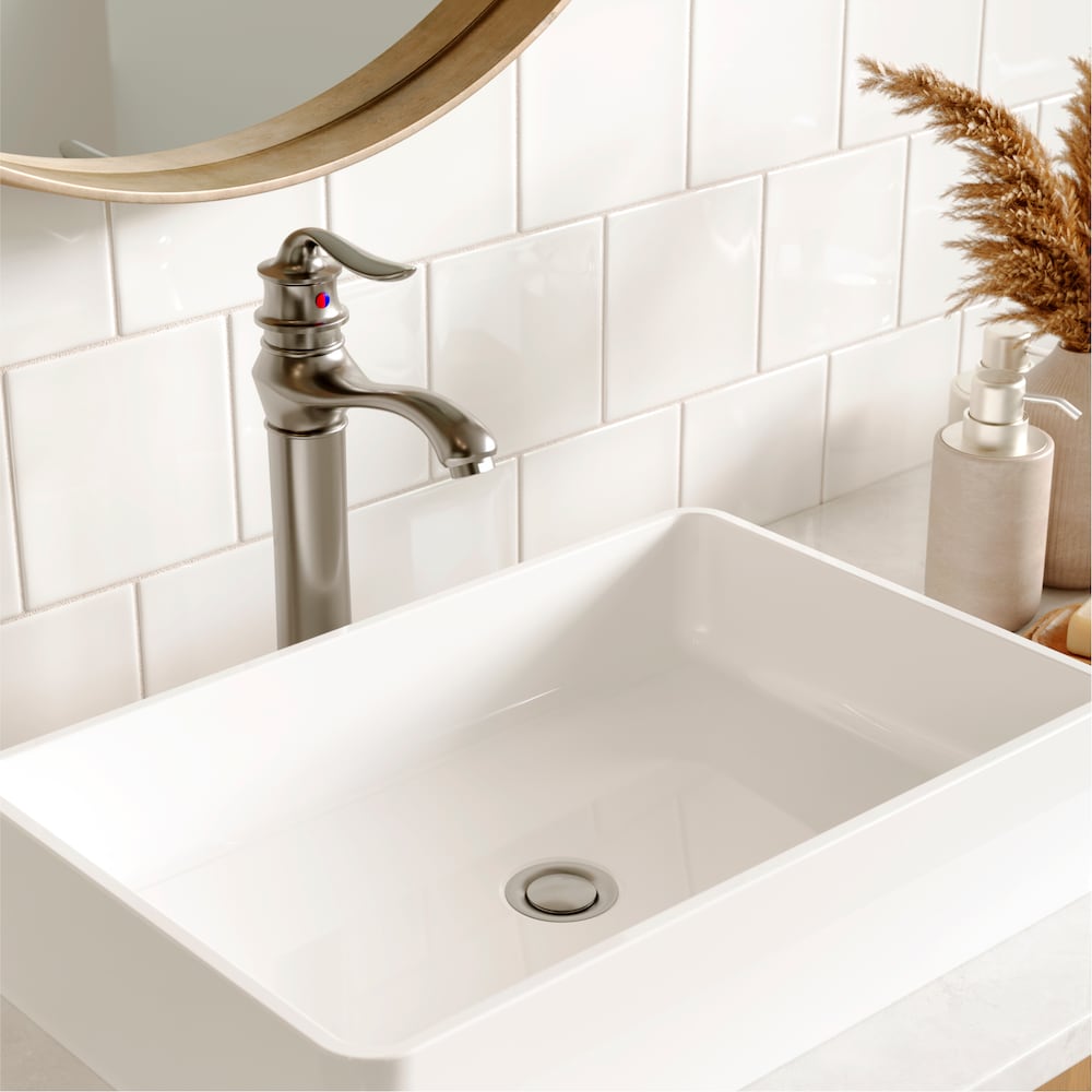 Dartford Single Hole Single Handle Vessel Bathroom Faucet-Matching Pop-up Drain in Stainless Steel