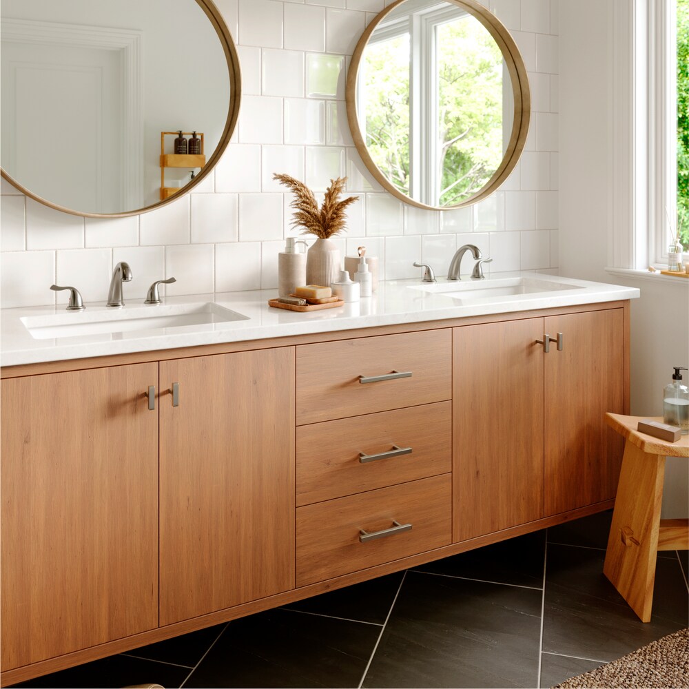Fulham Three Hole Two Handle Widespread Bathroom Faucet-Matching Pop-up Drain in Stainless Steel