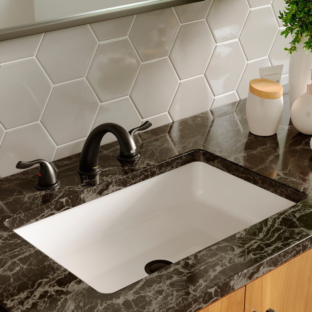 Fulham Three Hole Two Handle Widespread Bathroom Faucet with Matching Pop-up Drain in Matte Black