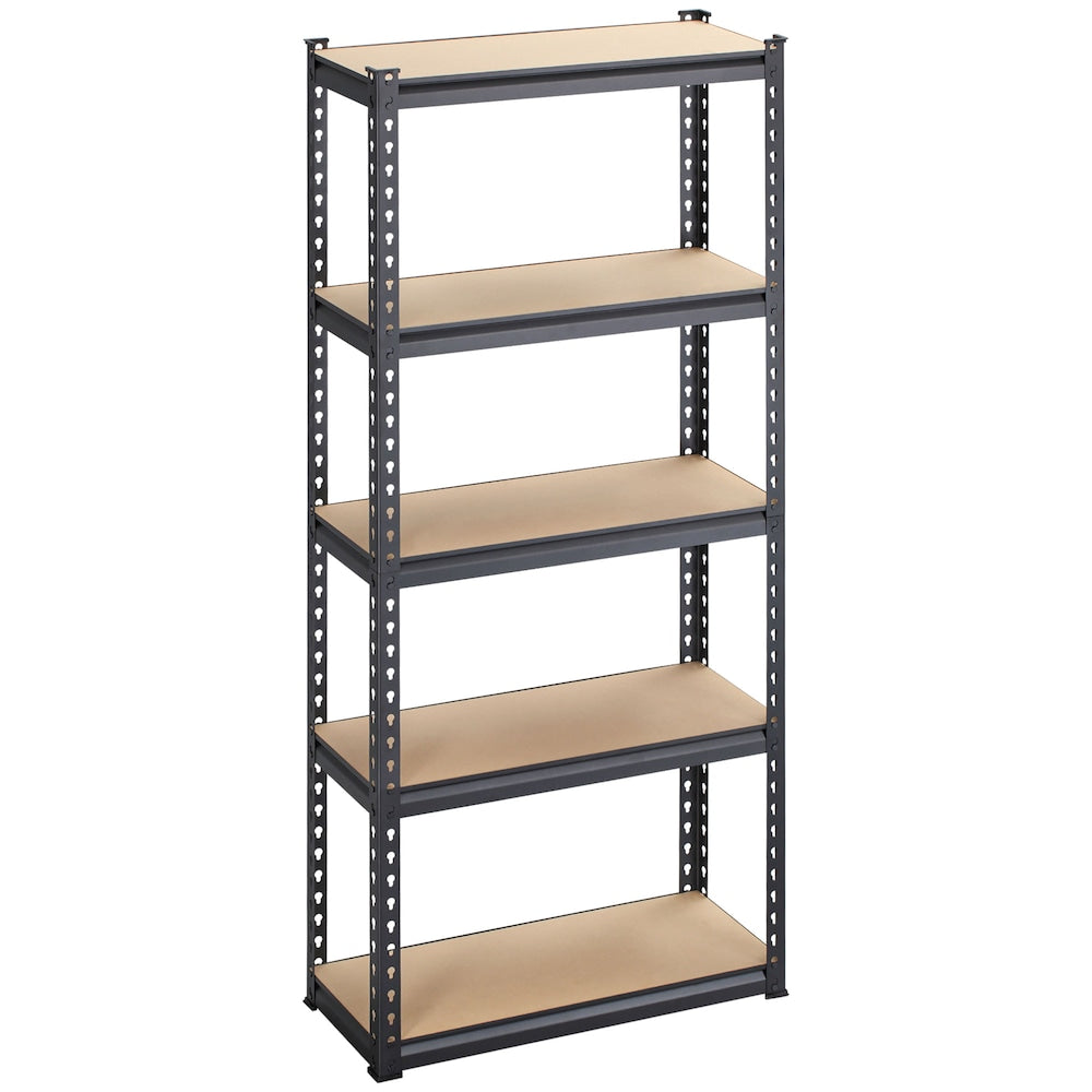Étagère de rangement réglable à 5 niveaux en acier de 66 pouces de hauteur pour garage, noir et marron