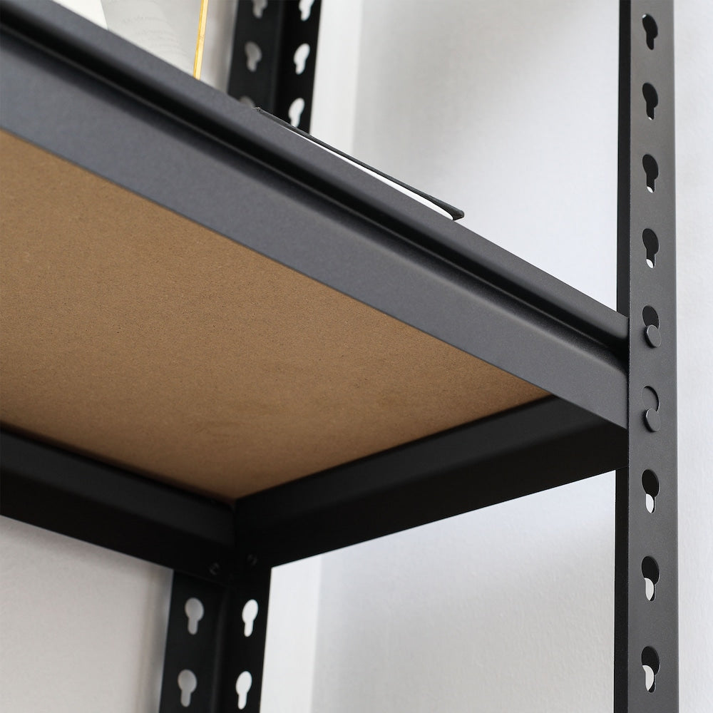 Étagère de rangement réglable à 5 niveaux en acier de 66 pouces de hauteur pour garage, noir et marron