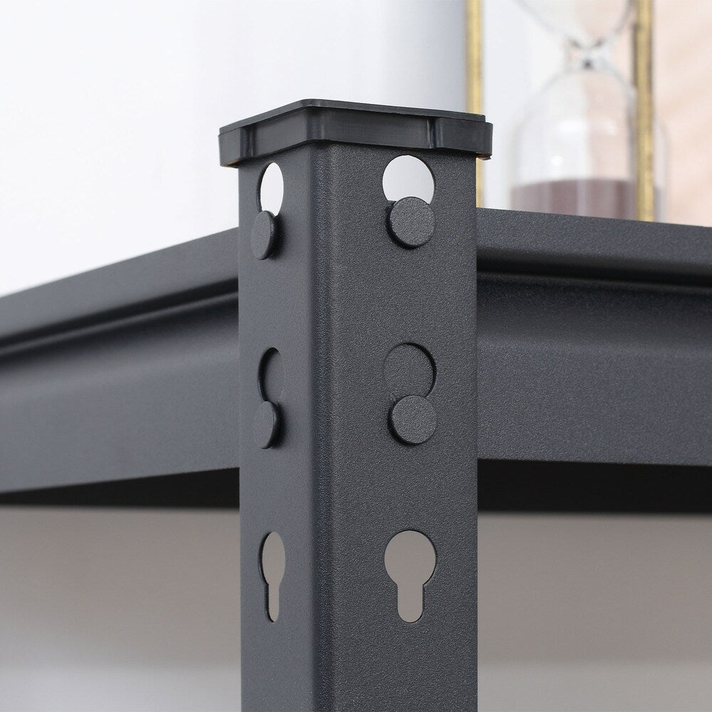 Étagère de rangement réglable à 5 niveaux en acier de 66 pouces de hauteur pour garage, noir et marron