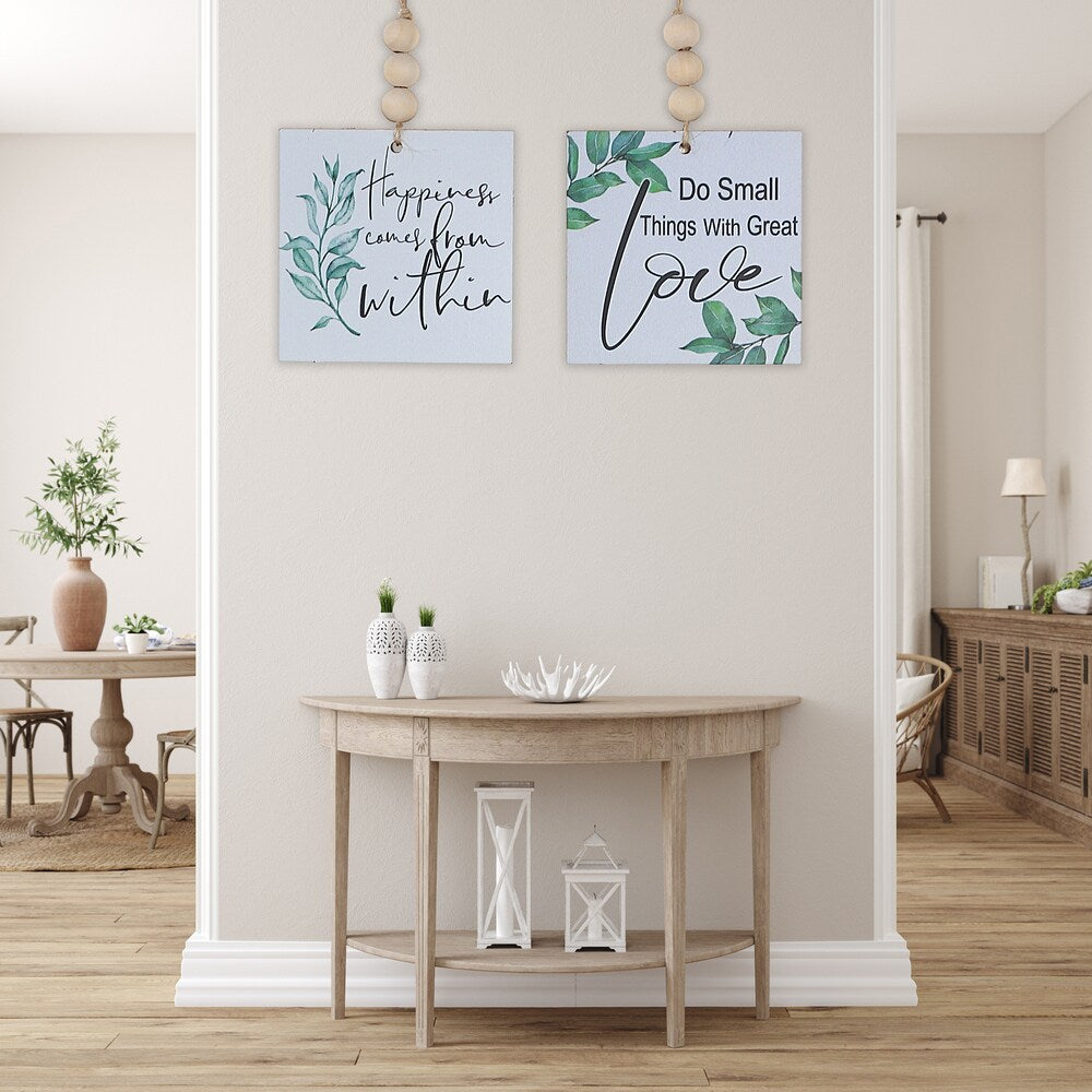 Cintre carré en bois avec perles inspirées - Lot de 2