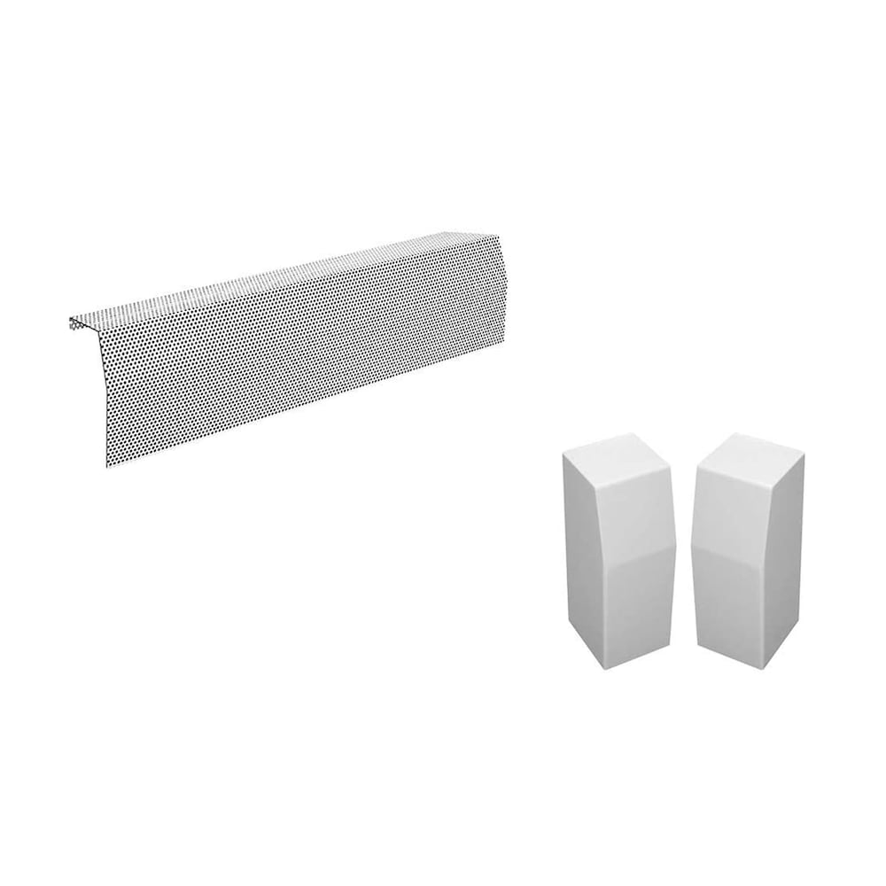 Ensemble de couvre-plinthes chauffantes en acier galvanisé de 2 pi de la série Premium, facile à enfiler, et embouts d'extrémité, en blanc