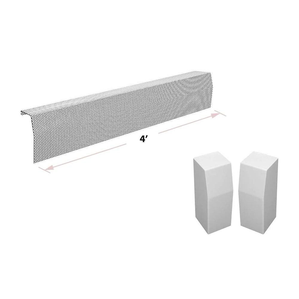 Ensemble de couvre-plinthes chauffantes en acier galvanisé de 4 pi de la série Premium, facile à enfiler, et embouts d'extrémité, en blanc
