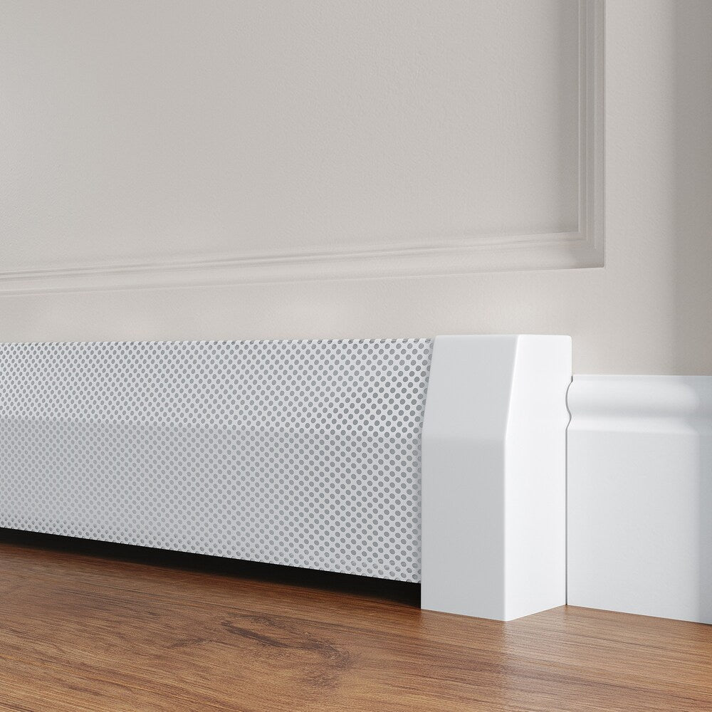Ensemble de couvre-plinthes chauffantes en acier galvanisé de 4 pi de la série Premium, facile à enfiler, et embouts d'extrémité, en blanc
