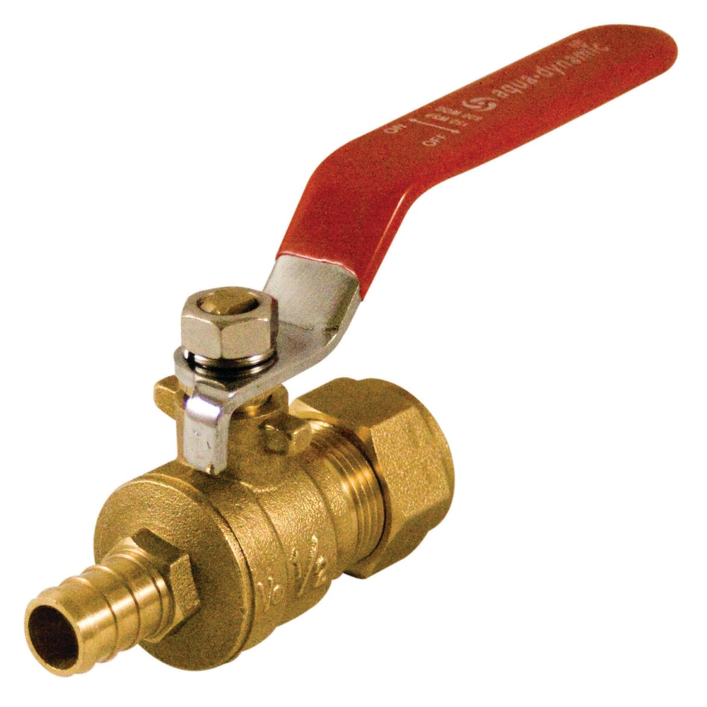 Robinet à bille en laiton à compression 1/2 pouce x PEX, paquet de 6