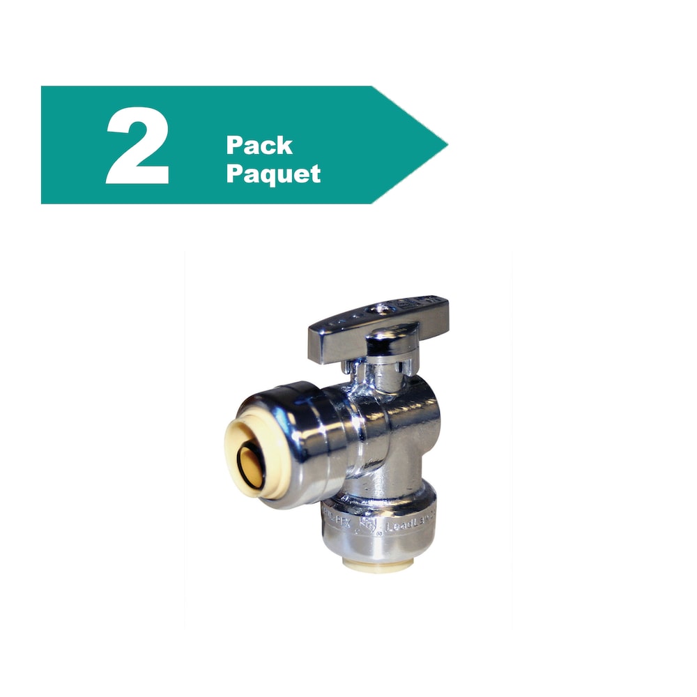 Arrêt d'alimentation angle quart de tour 1/2 pouce Push-Fit x 1/2 pouce Push-Fit sans plomb paquet de 2