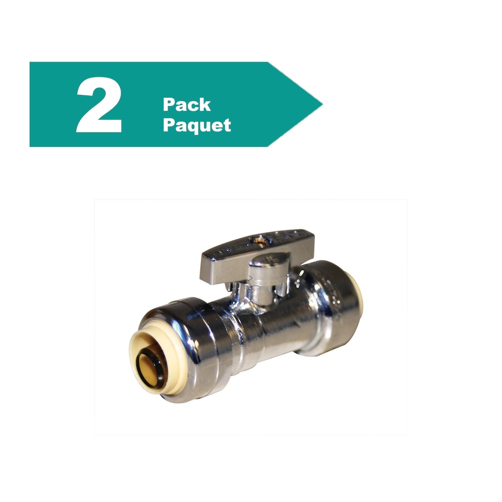Arrêt d'alimentation quart de tour droit 1/2 pouce Push-Fit x 1/2 pouce Push-Fit sans plomb paquet de 2