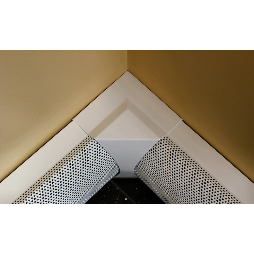 Couvercle de plinthe chauffante en acier de la série Elliptus, facile à enfiler, pour coin intérieur à 90 degrés, blanc