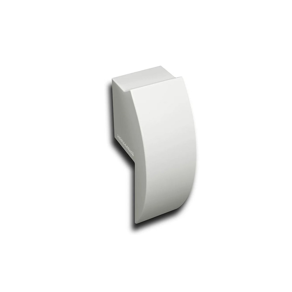 Couvercle de plinthe chauffante en acier à enfiler facile, série Elliptus, embout ouvert côté gauche, blanc