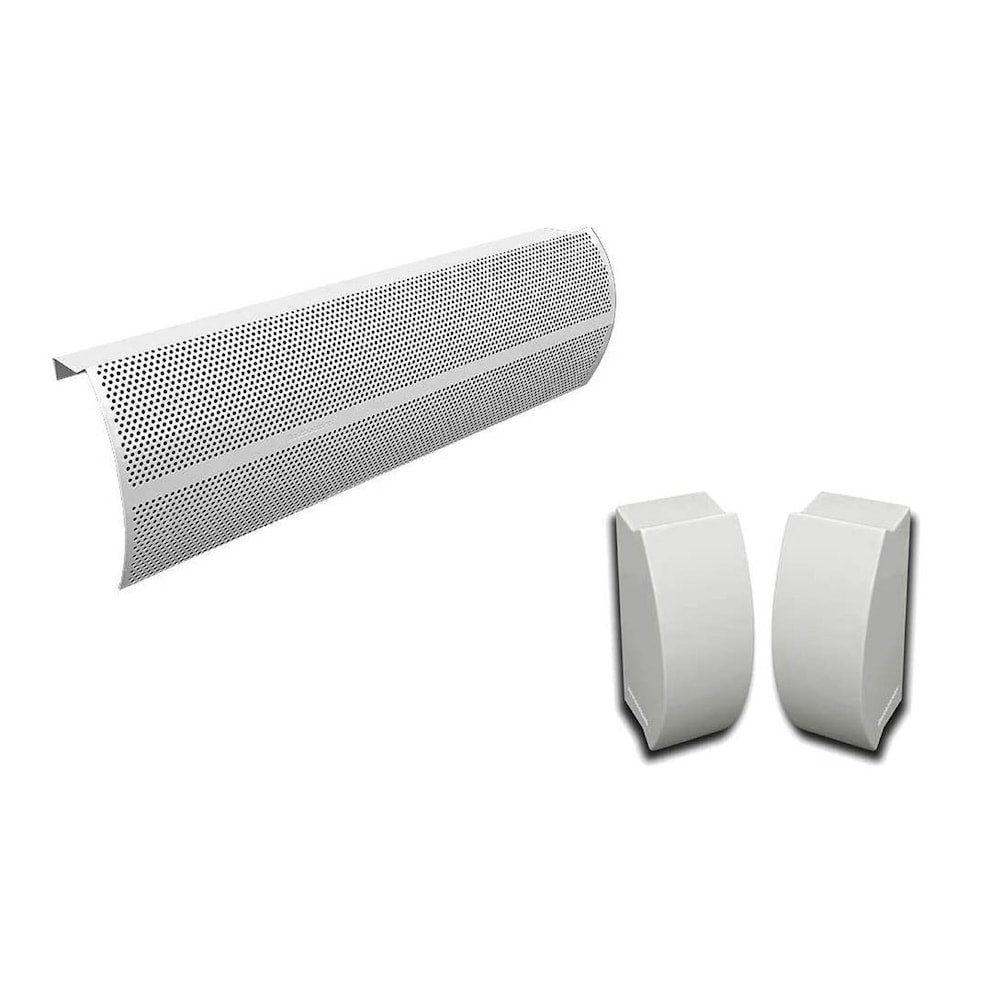 Ensemble de couvercles et embouts de plinthe chauffante en acier galvanisé de 2 pi de la série Elliptus, faciles à enfiler, en blanc