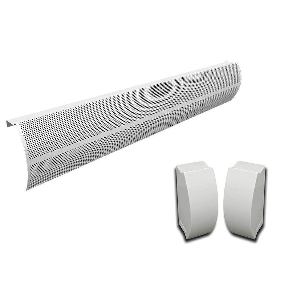 Ensemble de couvre-plinthes chauffantes en acier galvanisé de 4 pi de la série Elliptus et d'embouts d'extrémité en blanc