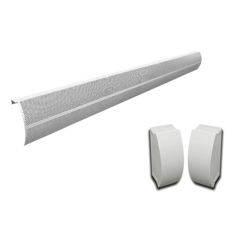 Ensemble de couvre-plinthes chauffantes en acier galvanisé de 6 pi de la série Elliptus et d'embouts d'extrémité en blanc