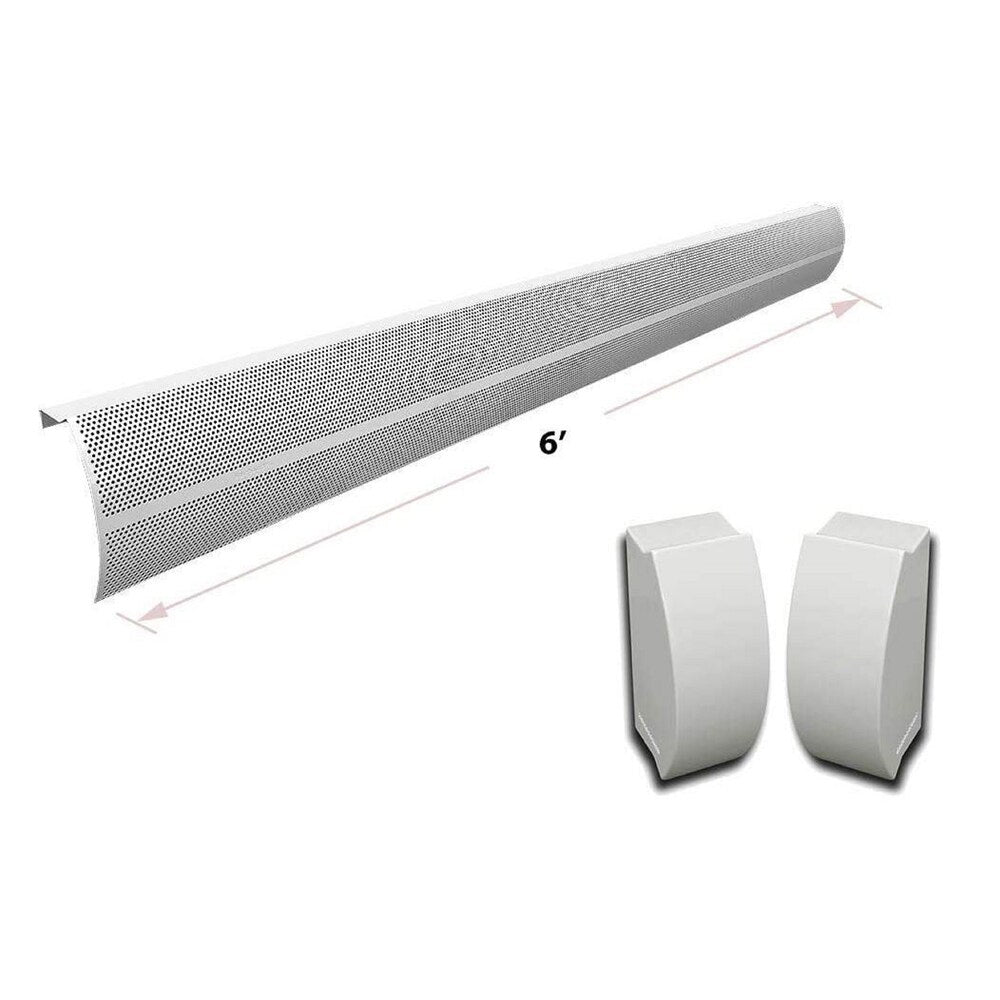 Ensemble de couvre-plinthes chauffantes en acier galvanisé de 6 pi de la série Elliptus et d'embouts d'extrémité en blanc