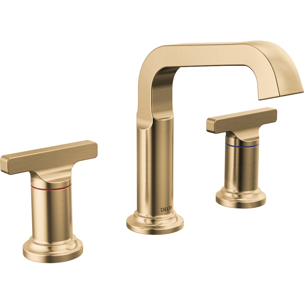 Tetra 4-16 in. Widespread 2-Handle Low Arc T Handle Bathroom Faucet with Metal Drain in Gold