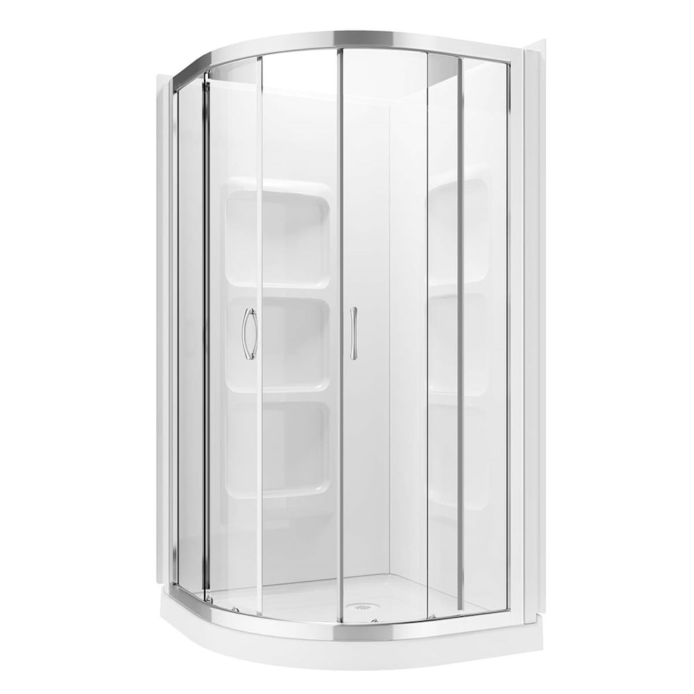 Porte de douche coulissante d'angle encadrée Casey-40-KIT en chrome poli/acrylique transparent/verre