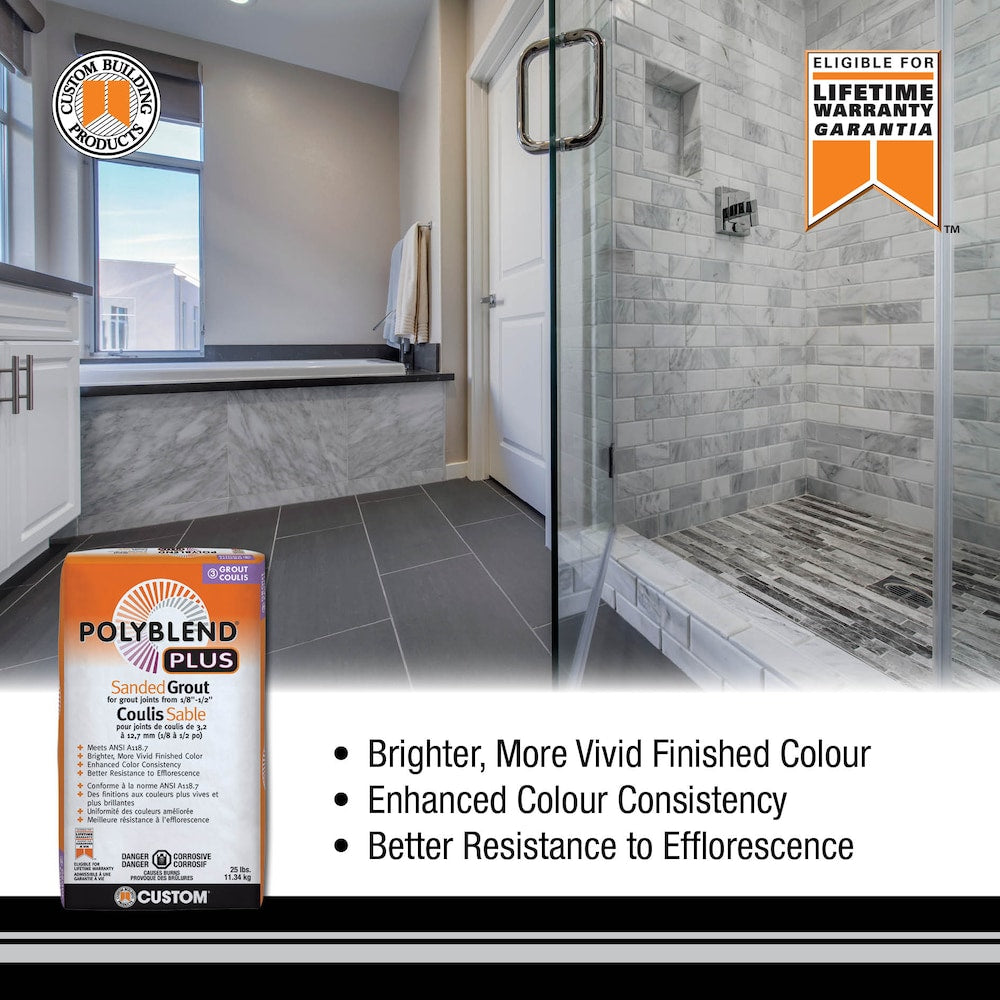 Polyblend Plus 25 lb. 60 Charcoal Sanded Enhanced Colour Grout for Interior and Exterior Locations