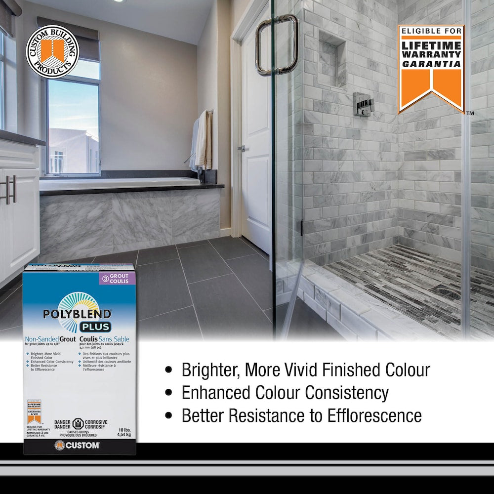 Polyblend Plus 10 lb. 641 Cool White Non-Sanded Enhanced Colour Grout for Interior and Exterior Locations