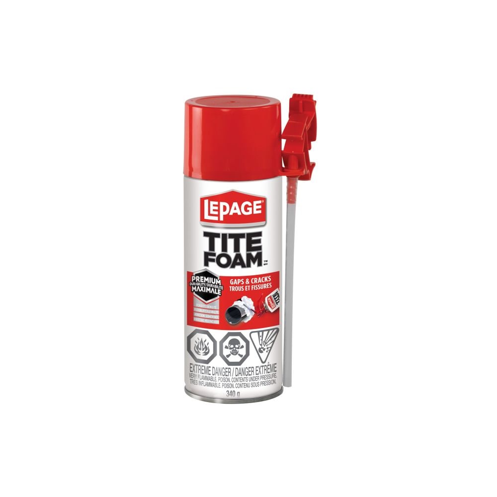 Tite Foam Gaps &amp; Cracks Mastic isolant en mousse pulvérisée, intérieur/extérieur, 340 g, paquet de 12